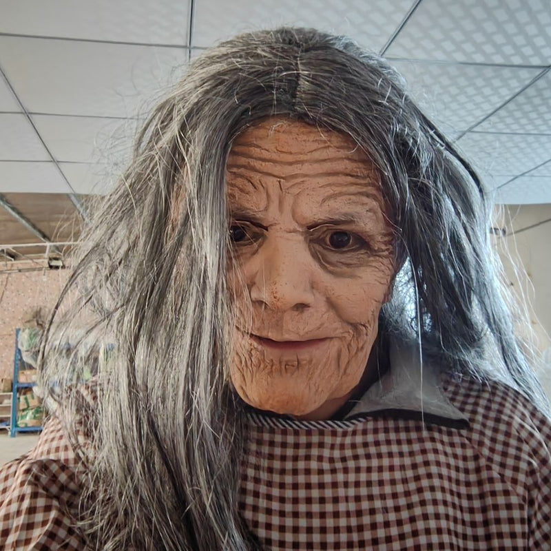 Halloween Granny Mask Latex Headset